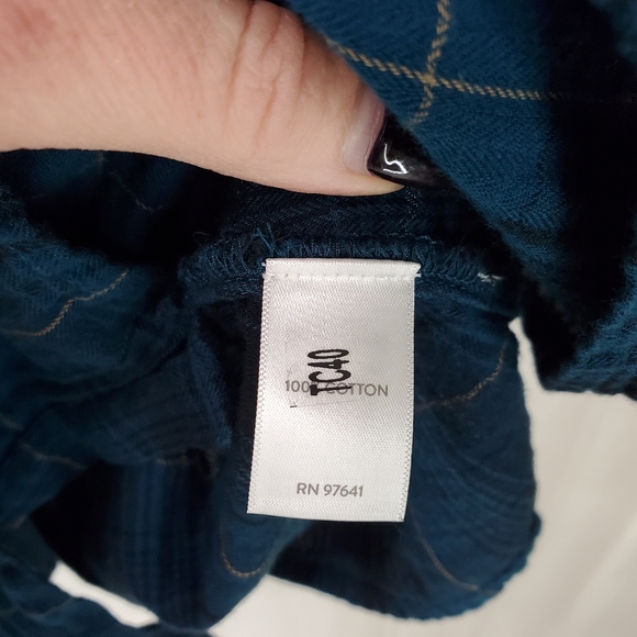 J. Jill Shirt Dress Plaid Floral Cotton Gauzy Button Front Flip Cuff Pockets MP - Picture 7 of 13